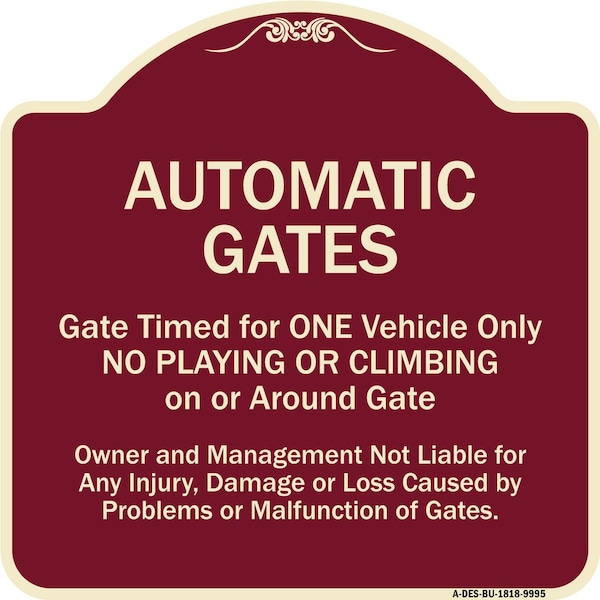 Designer Series-Automatic Gates Gate Timed For One Vehicle Only, 18" x 18", BU-1818-9995